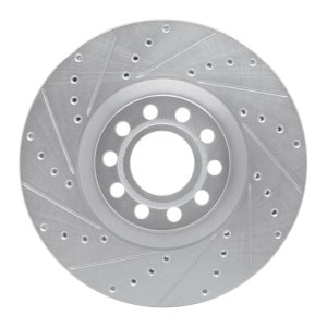 Audi A6 Brake Rotor (1) - Front Left - R1 Concepts - Drilled & Slotted - Silver - `99-`04